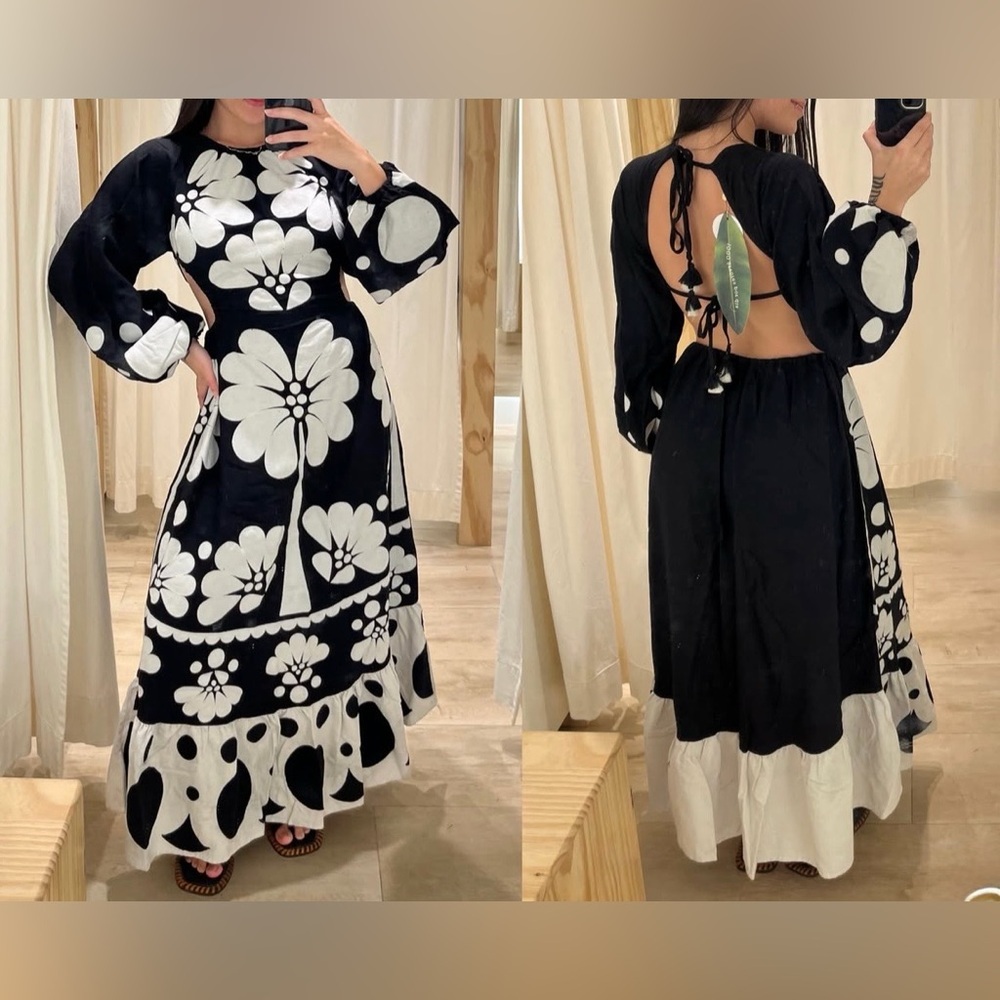 FARM Rio Embroidered Cutwork Backless Floral Dress Size M - Picture 2 of 10